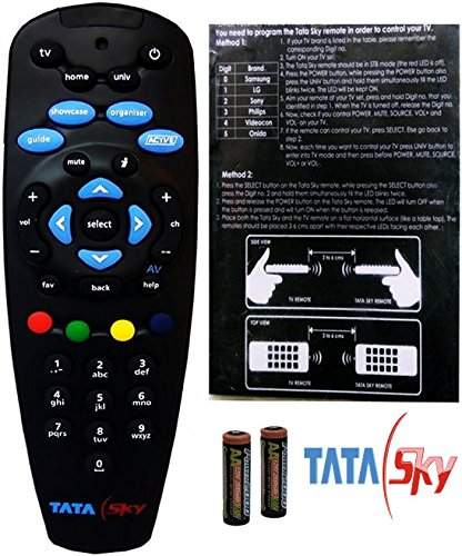 Buy Tata Sky 100 Original Universal Remote Quality Guaranteed By Seller Techfrendy Features Price Reviews Online In India Justdial Tata sky remote its work on all type tata sky set top box compatible brands/ tata sky all models hd & sd box this is an universal remote one remote for tv & set top box type of battery aa additional features 100% original remote, original user manual, 2 aa batteries. tata sky 100 original universal remotequality guaranteed by seller techfrendy