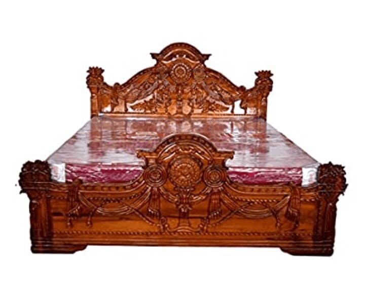 Bed 6x6 Double Cot Wooden Bed Teak Wood Carved Double Cot Bed In