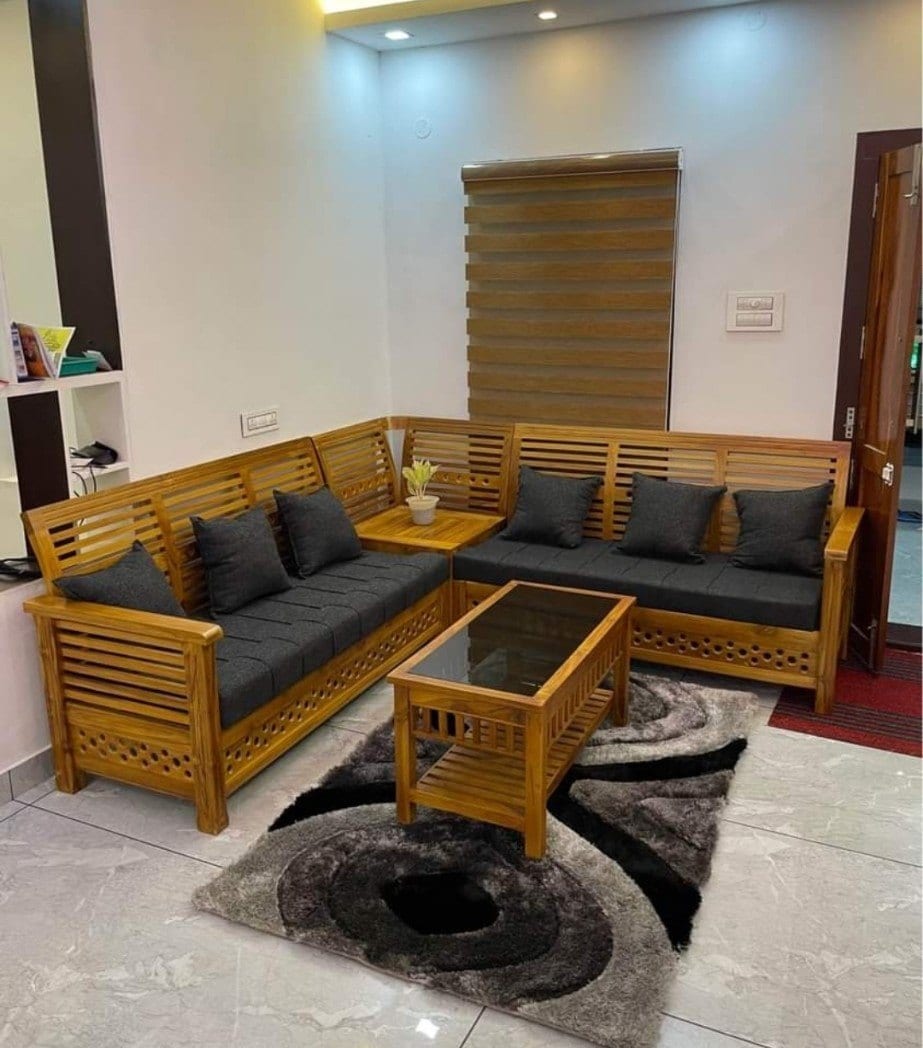 Teak Wood Corner Sofa Set, Seating Capacity: in Hyderabad at