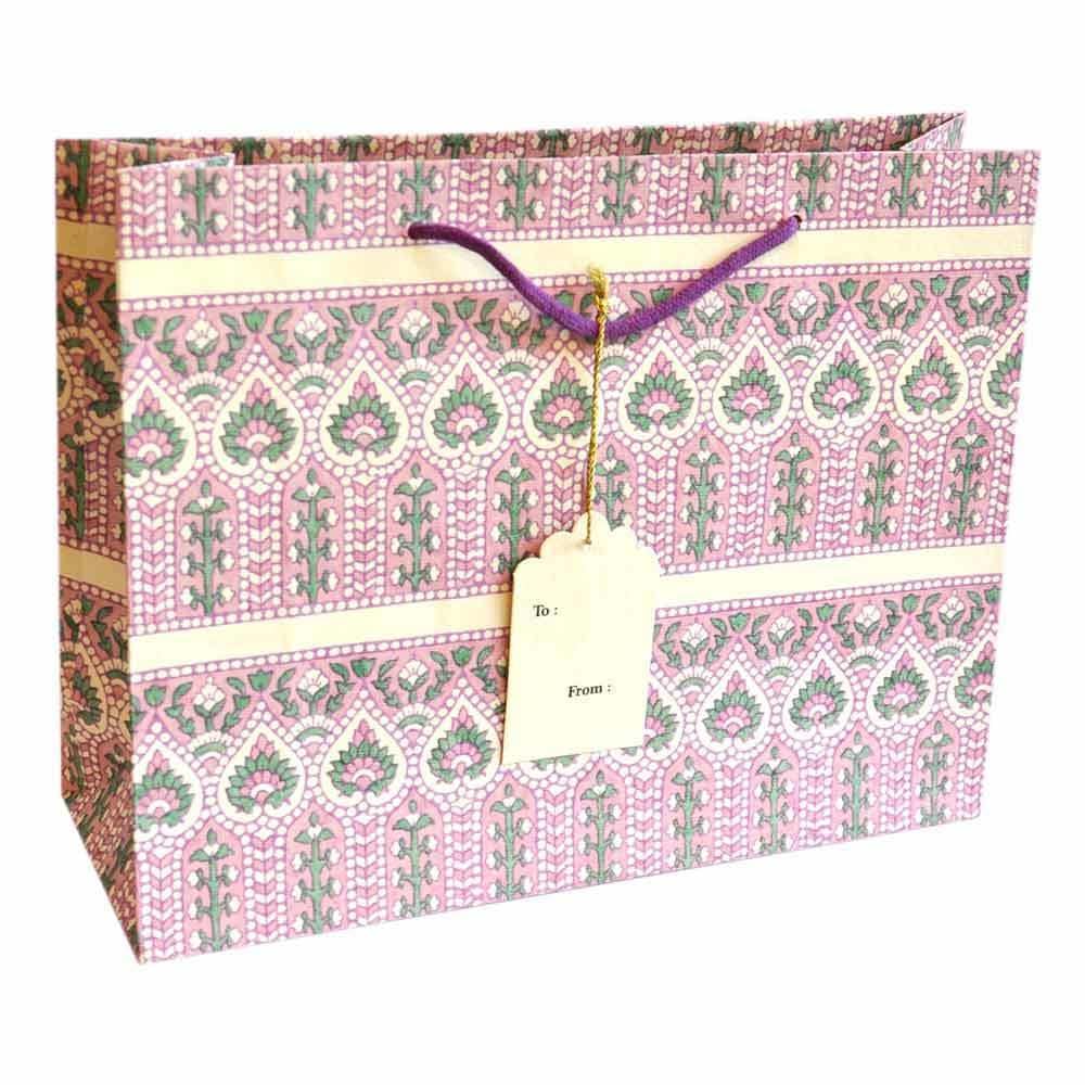Templetree Lilac Blockprint Jaali XL Gift Bag in Valsad at ₹ 21
