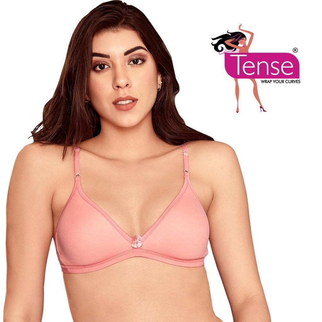 Tense Lingerie B101 B Cup Low Neck Cotton Non Padded Bra (Pink