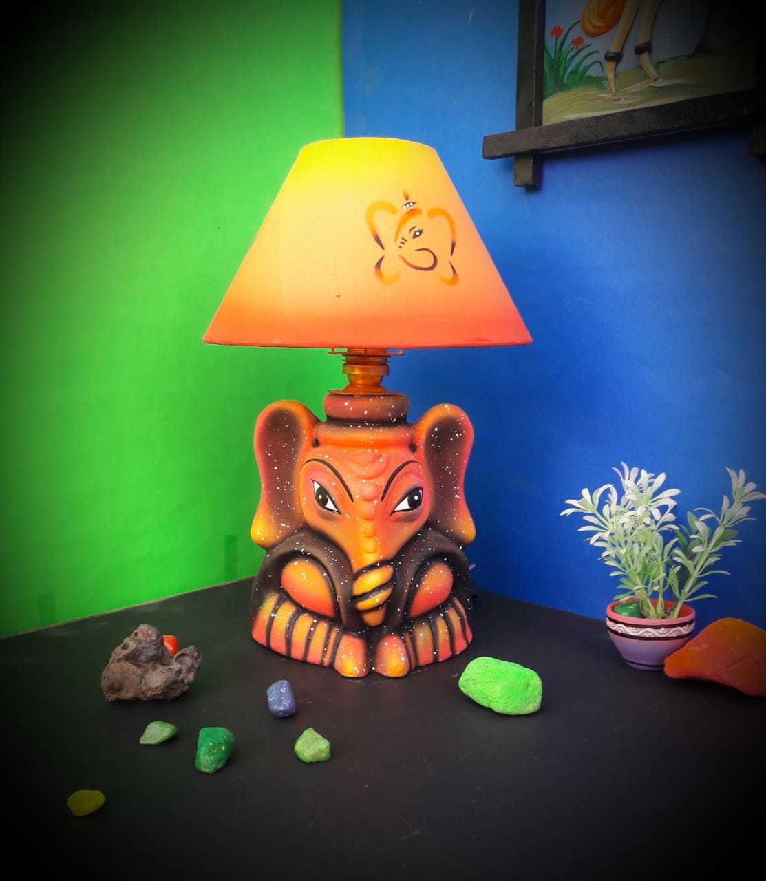 Terracotta Orange Small Sand Ganesha Statue Table Lamp in Howrah