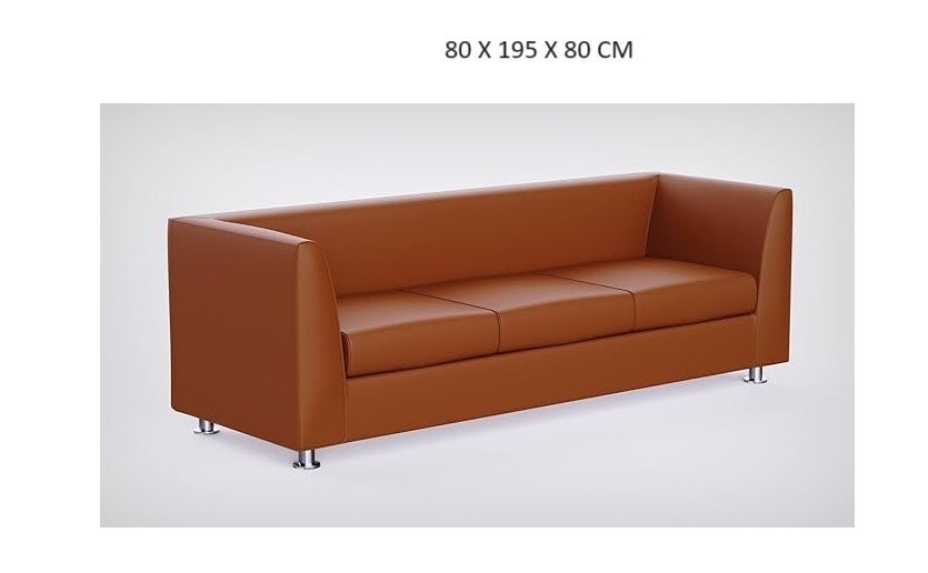Three Seater Leather Sofa Brown 80 X 195 X 80 CM