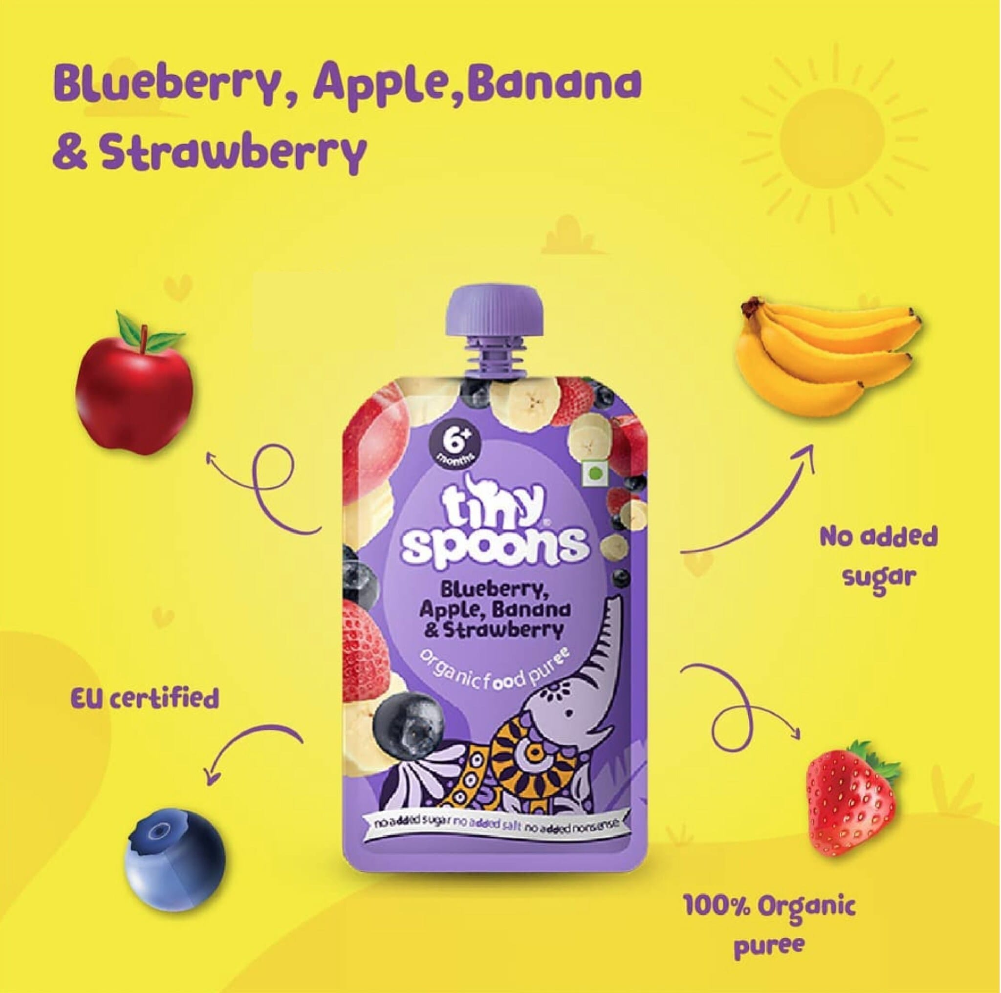 TINY SPOONSBlueberry Apple Banana Strawberry pack of
