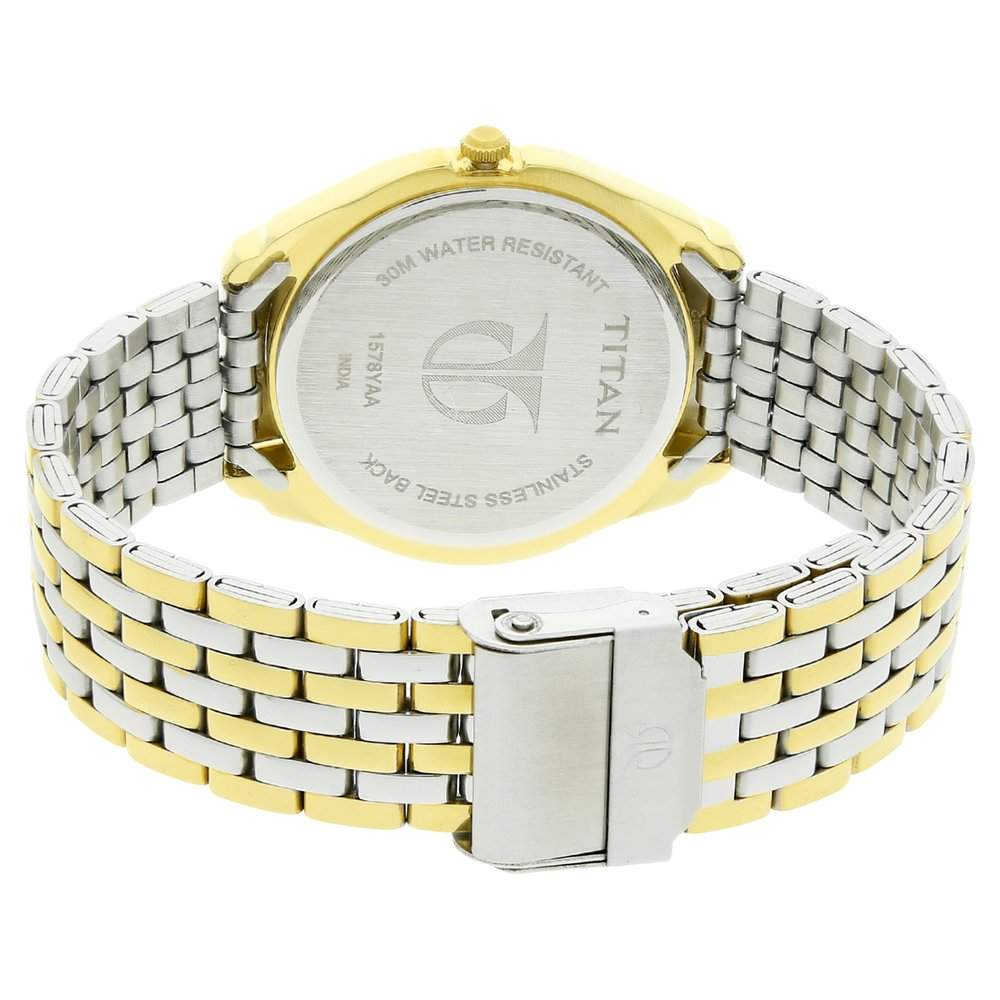 TITAN NN1578BM02 Mens Silver Dial Two Toned Stainless Steel Strap