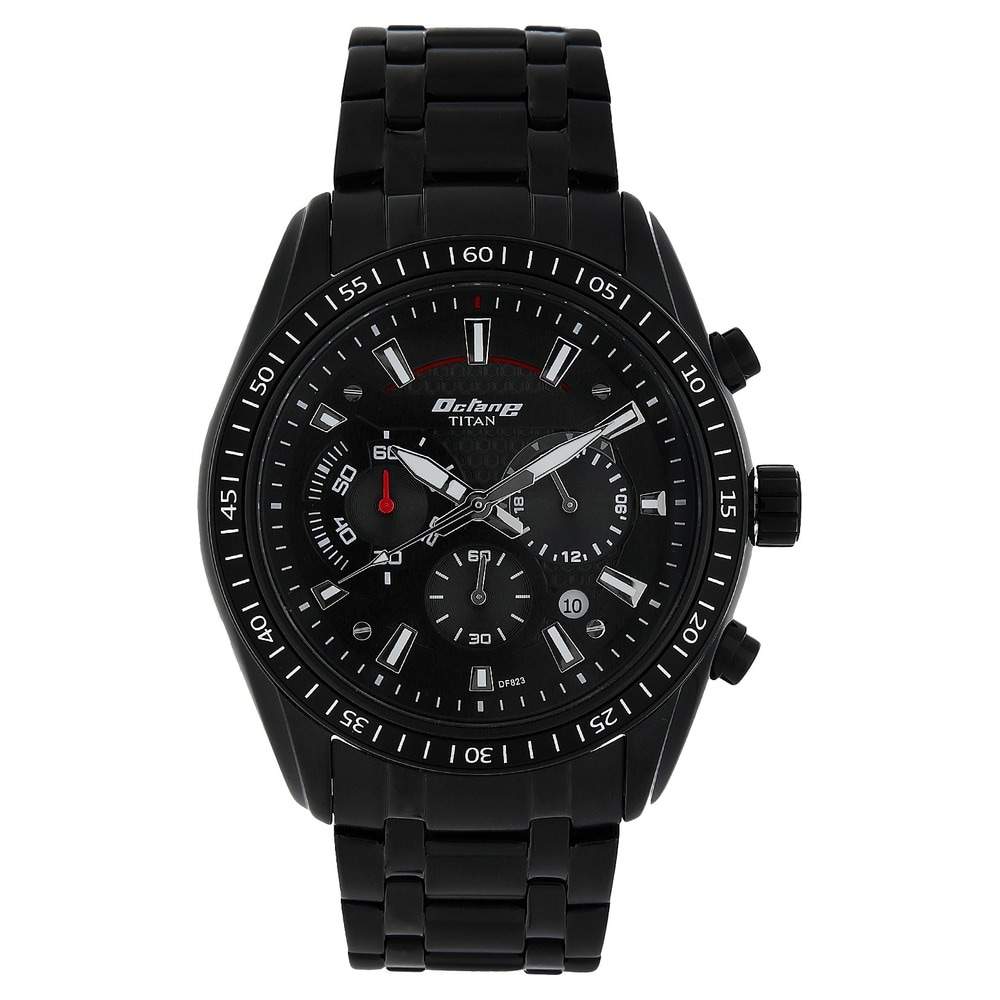 TITAN NN90077NM01 Mens Octane Black Dial Stainless Steel Strap