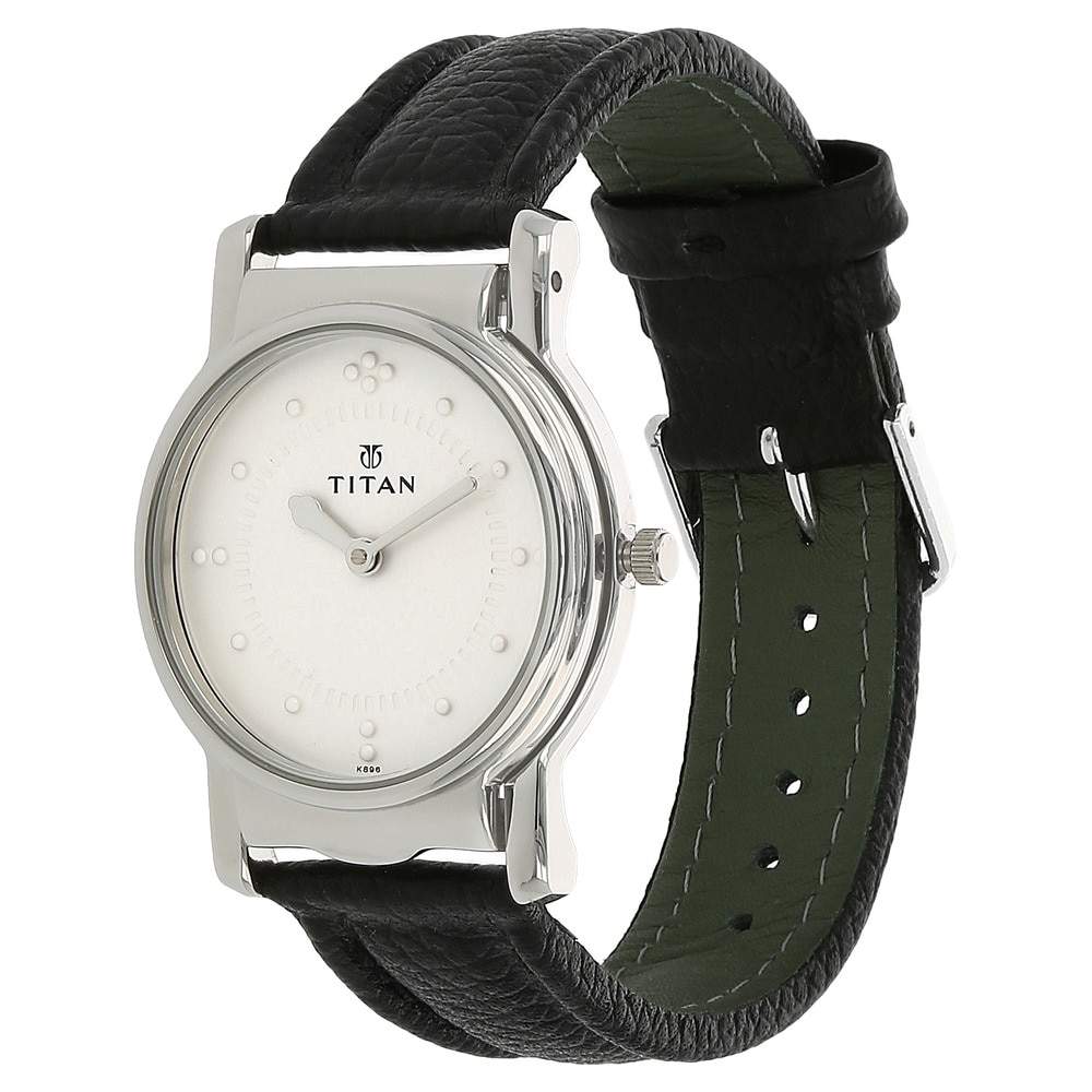 TITAN NB1855SL01 Mens Silver Dial Silver Leather Strap Analog