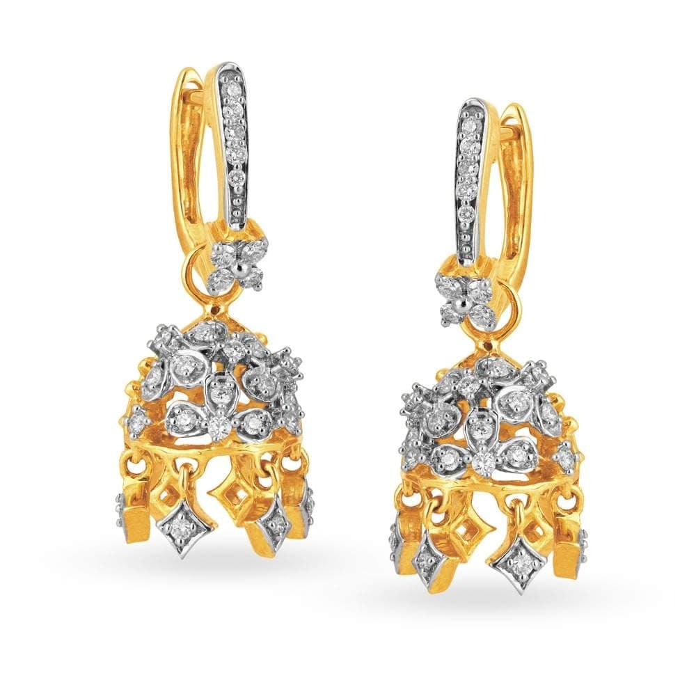 TANISHQ 18 KT Gold and Diamond Drop Earrings (501096DPGABA02) in