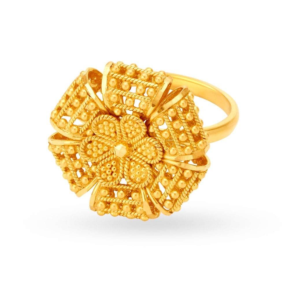 Floral Ring Tanishq Gold Rings 24 Carat Beautiful Gold Round