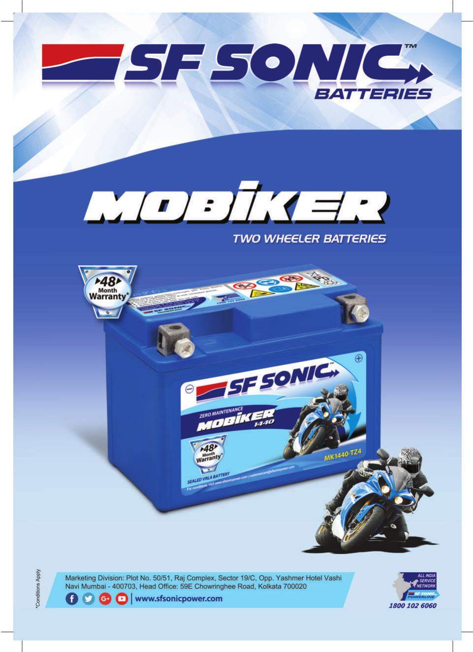 Sf Sonic Torque FSQ0-SQ1440-TZ9-B Battery (9 Ah for Bike) in