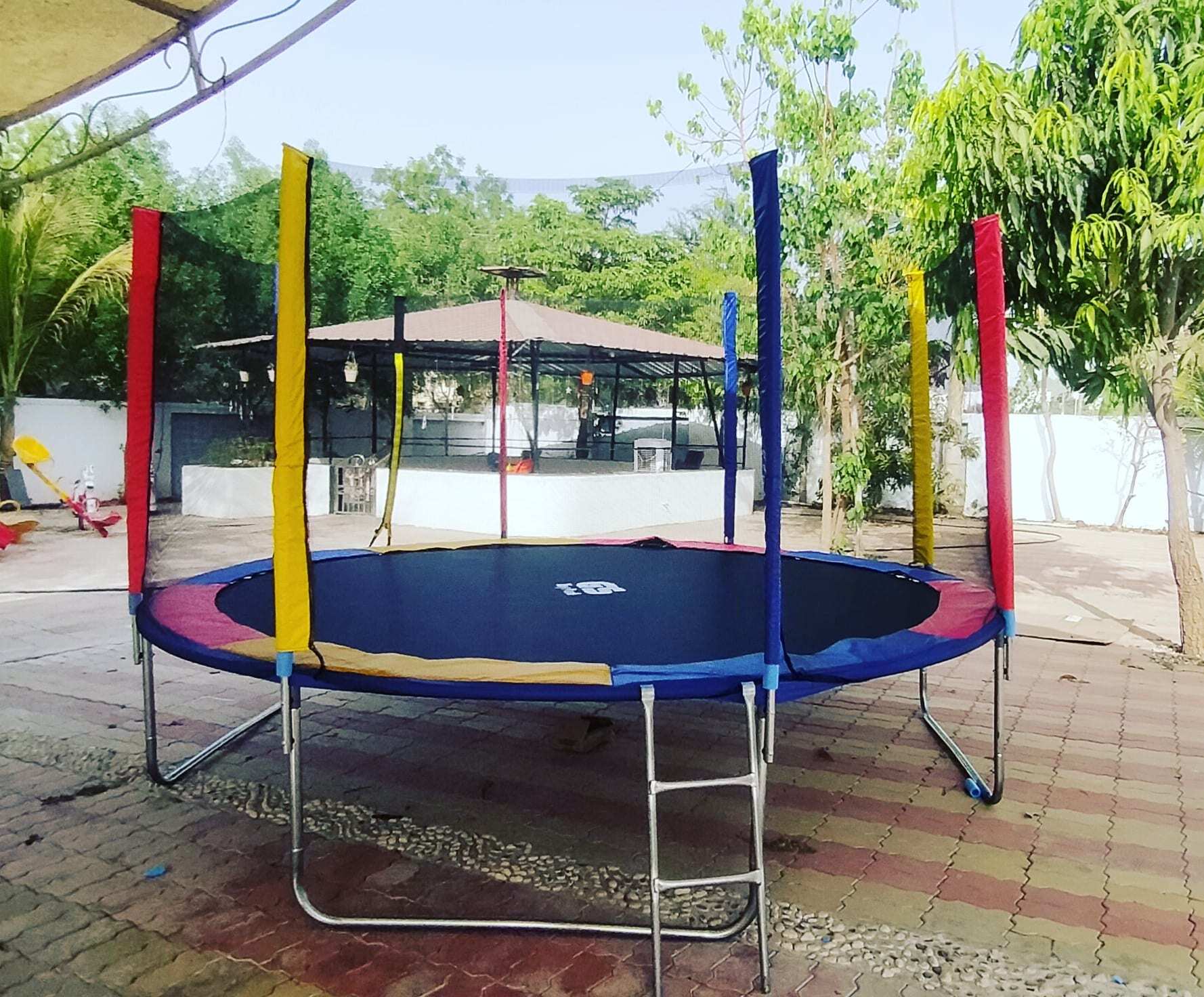 Kids 12ft Round Trampoline with Steel Frame Polypropylene