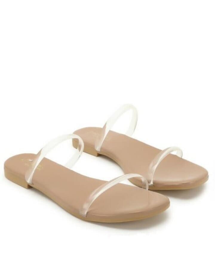 Transparent Double Strap Slippers In Cream Colour in Delhi at