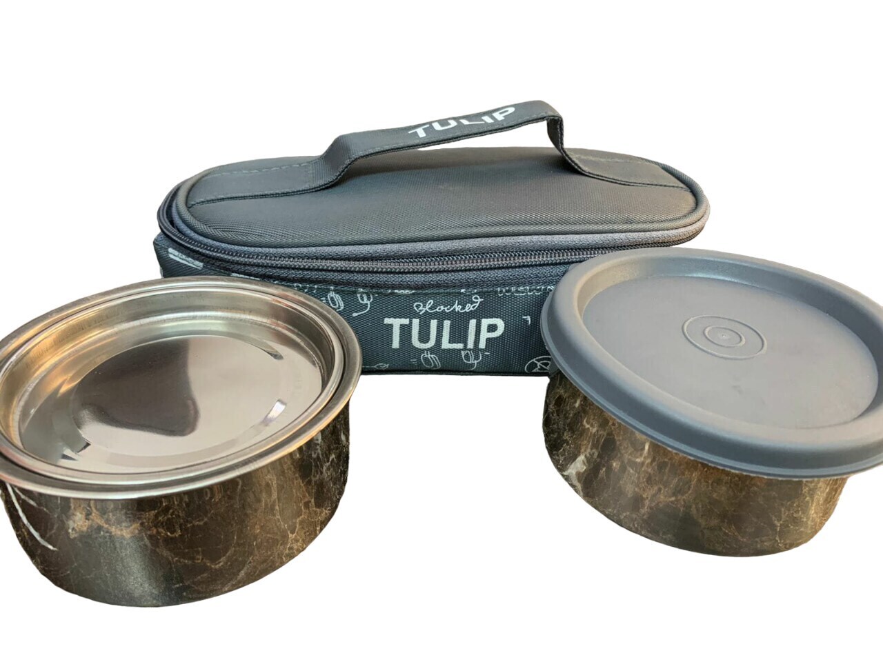 Tulip Stainless Steel Double Decker Lunch Box Set, Size-500 ML in