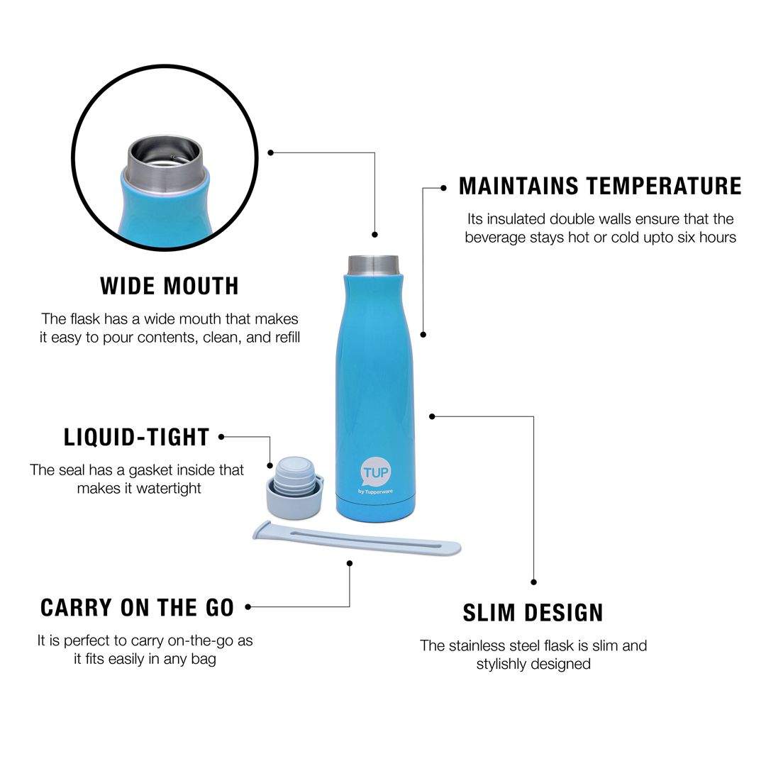 Tupperware Thermal Fashion Flask 400 ml Blue 1pc in Srikakulam at
