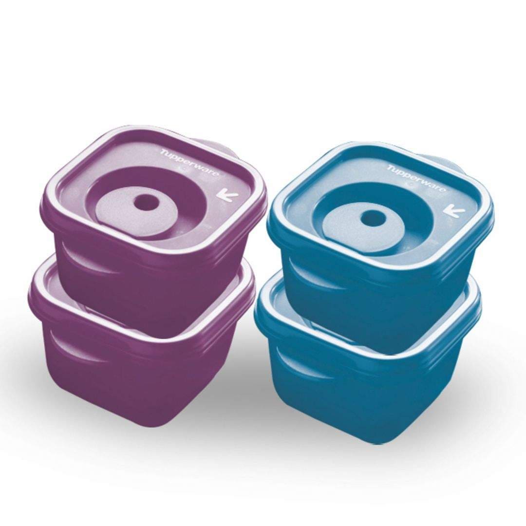 Small Strorage Tupperware Tupperware Plastic Crystalwave Square Container 4 pc (275 ml, Purple ...