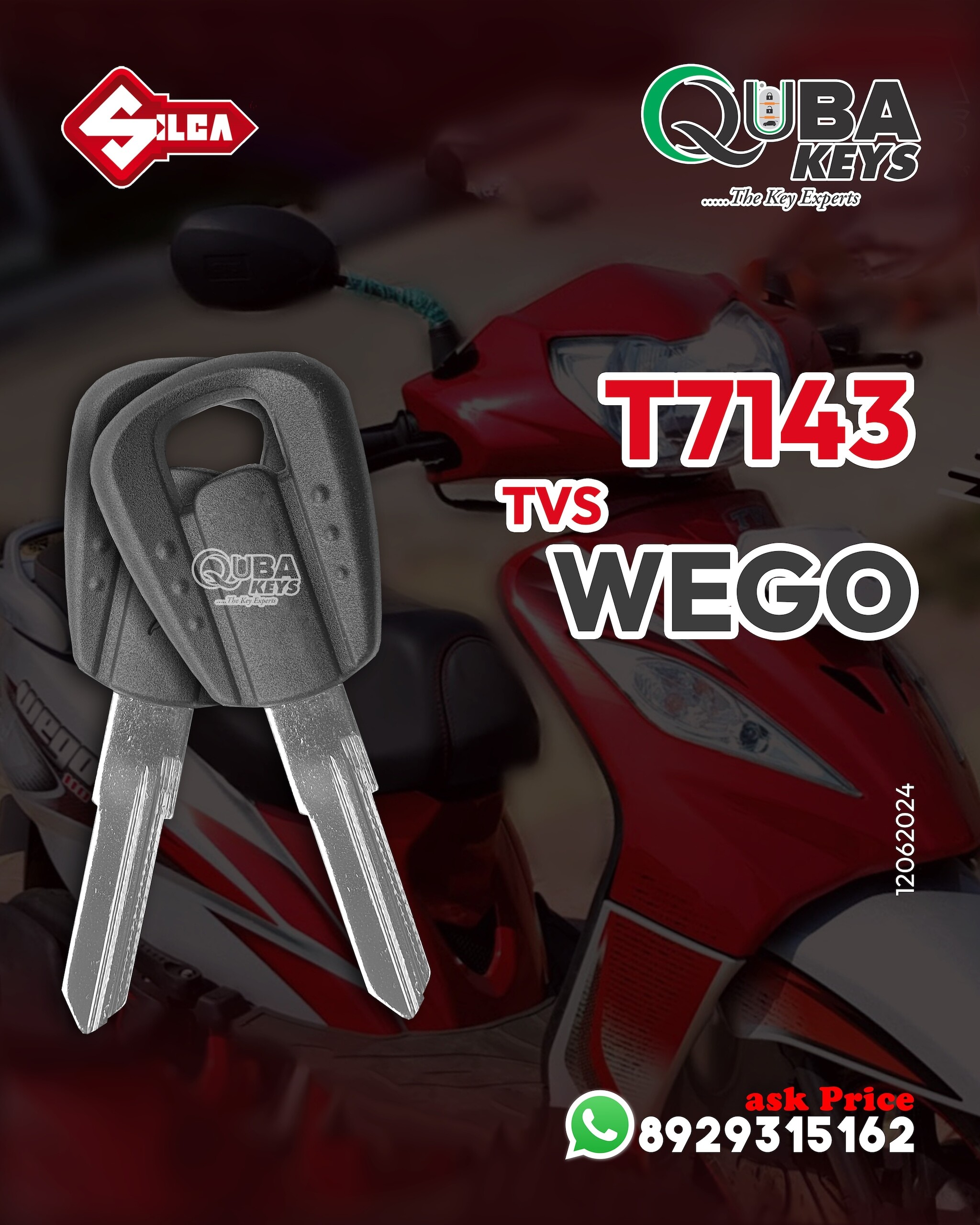 TVS WEGO BLANK KEYS in Delhi at ₹ 400 Pc by Quba Keys Justdial