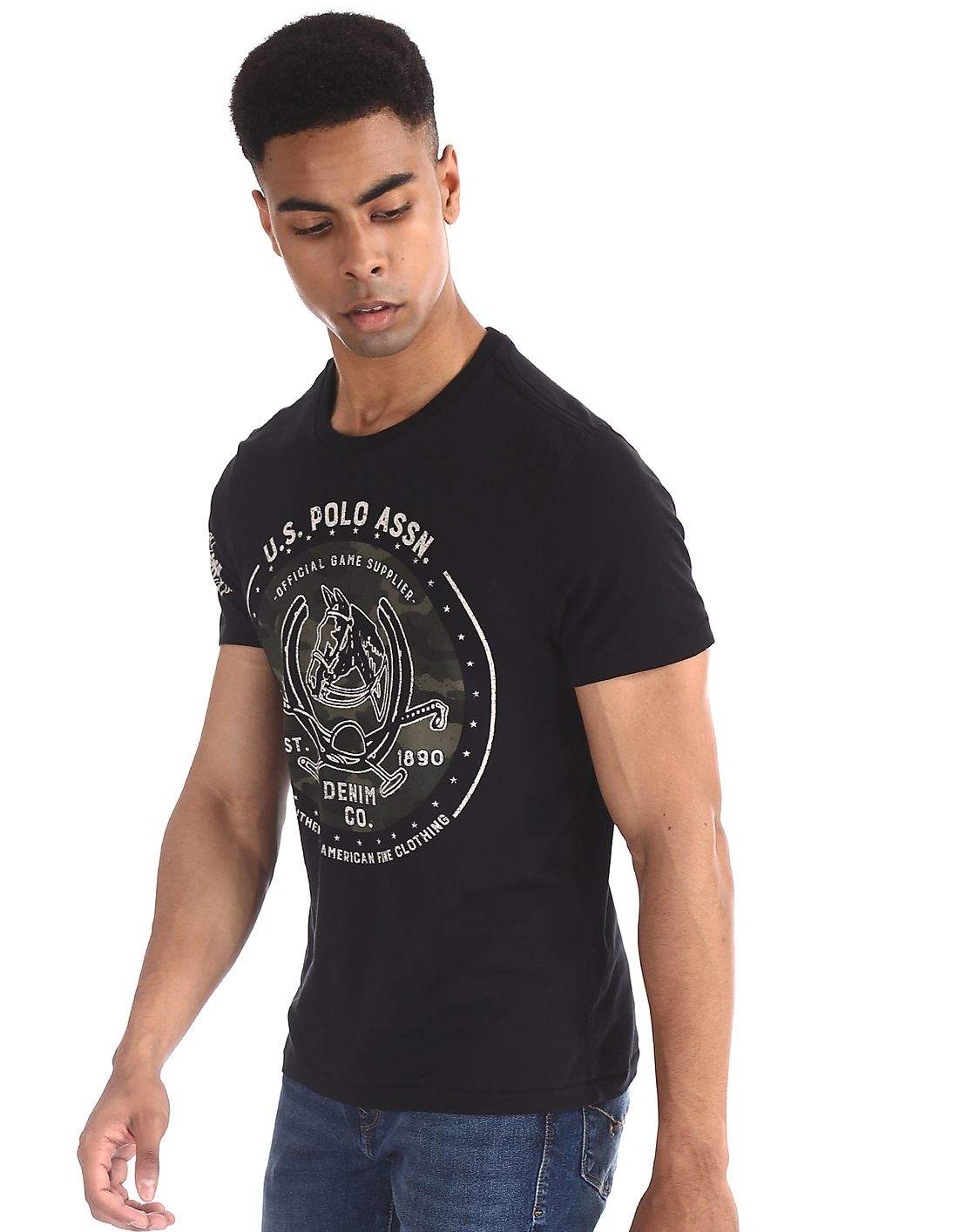 Round Neck Black Polo Shirt Cotton Solid Polo Collar Mens T-shirts