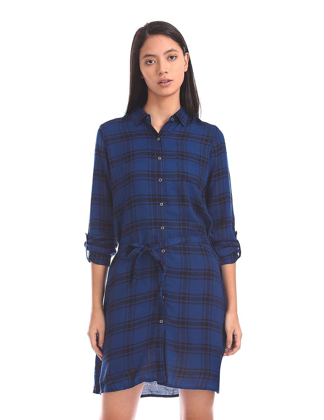 Polo Checked Shirt Dress Blue, VTUW9YGMTK6, M in