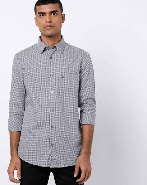 Polo Checked Men's Shirts with Patch Pocket (Size: M