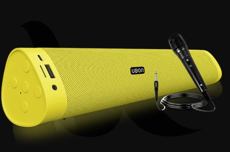 Ubon Sound Aura Mini Soundbar Yellow Bluetooth Speaker SP-8005 in