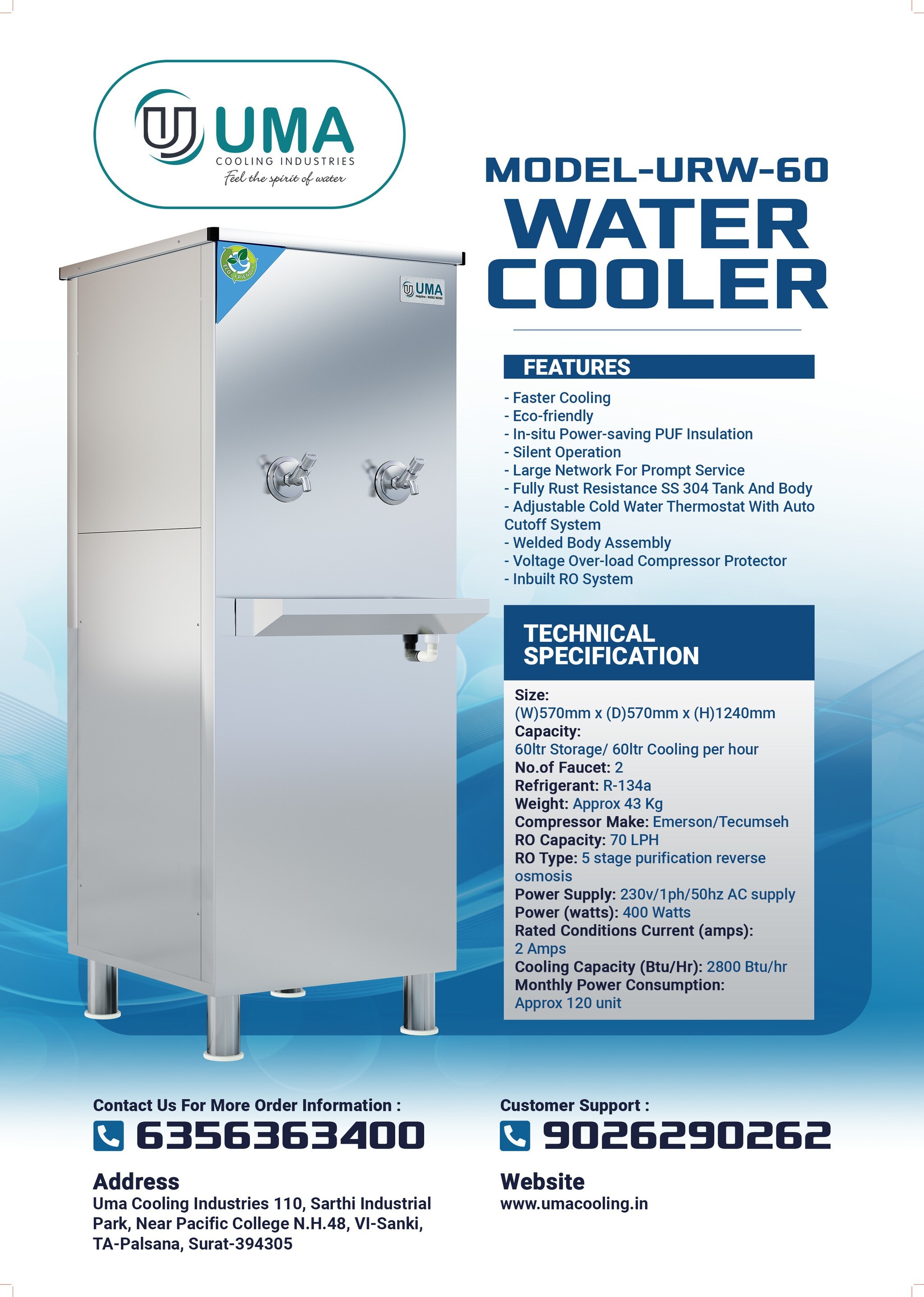 Uma R/O Water Cooler 60ltrs in Surat at ₹ 50,700 Pc by Uma - Main Image