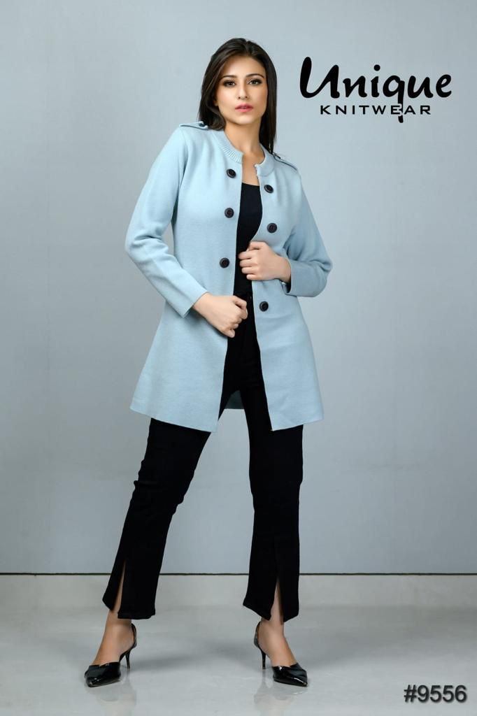 Unique Knitwear Women Long Cardigan Plain Light Blue in Pathankot