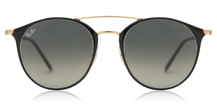 Ray-Ban RB3546 187/71 Round Unisex Sunglass (Black, Gold) in