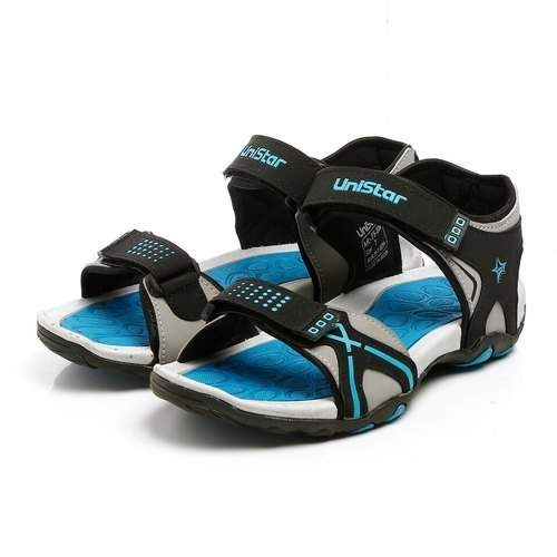 Unistar Mens Light Grey Black Sea Green Synthetic Leather Sports