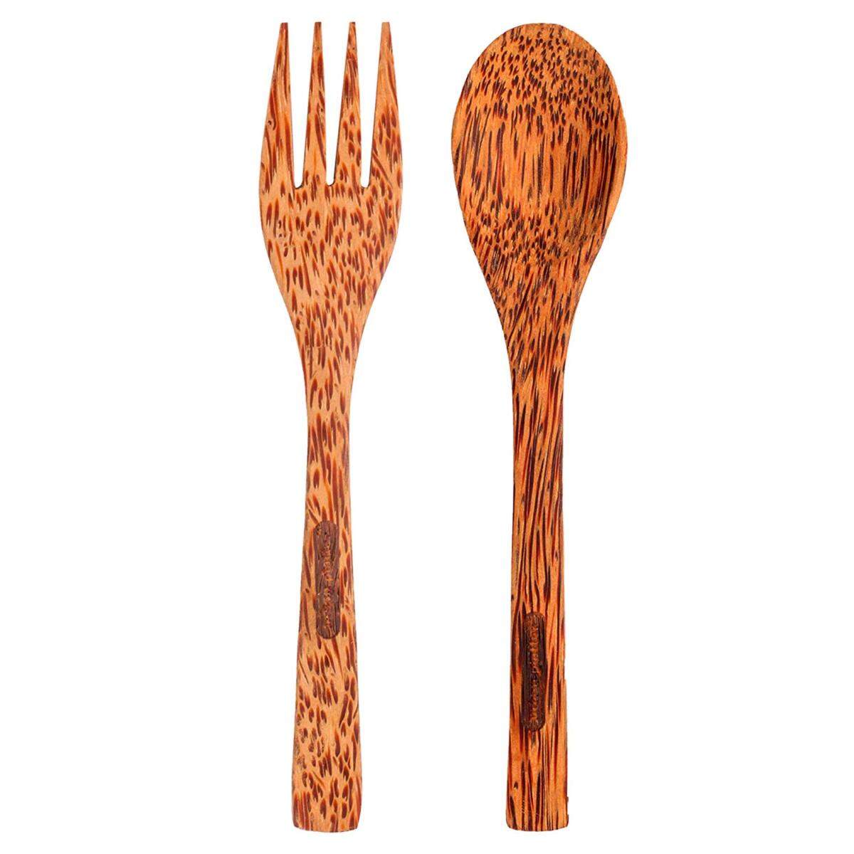 Urban Platter Natural Coconut Spoon Fork Set- Made from Coconut