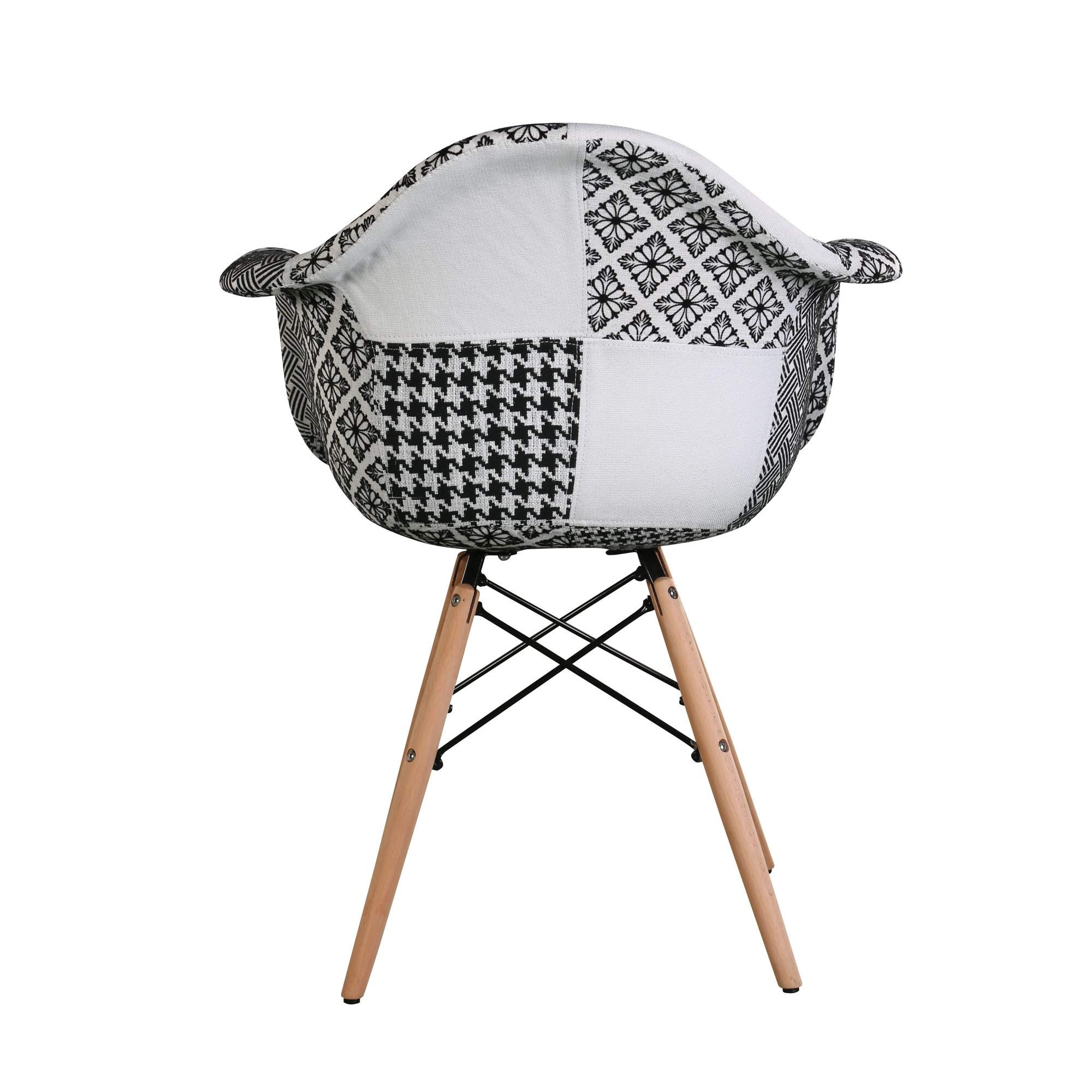 UrbanCart Armrest Patchwork Lounge Chair Black White in