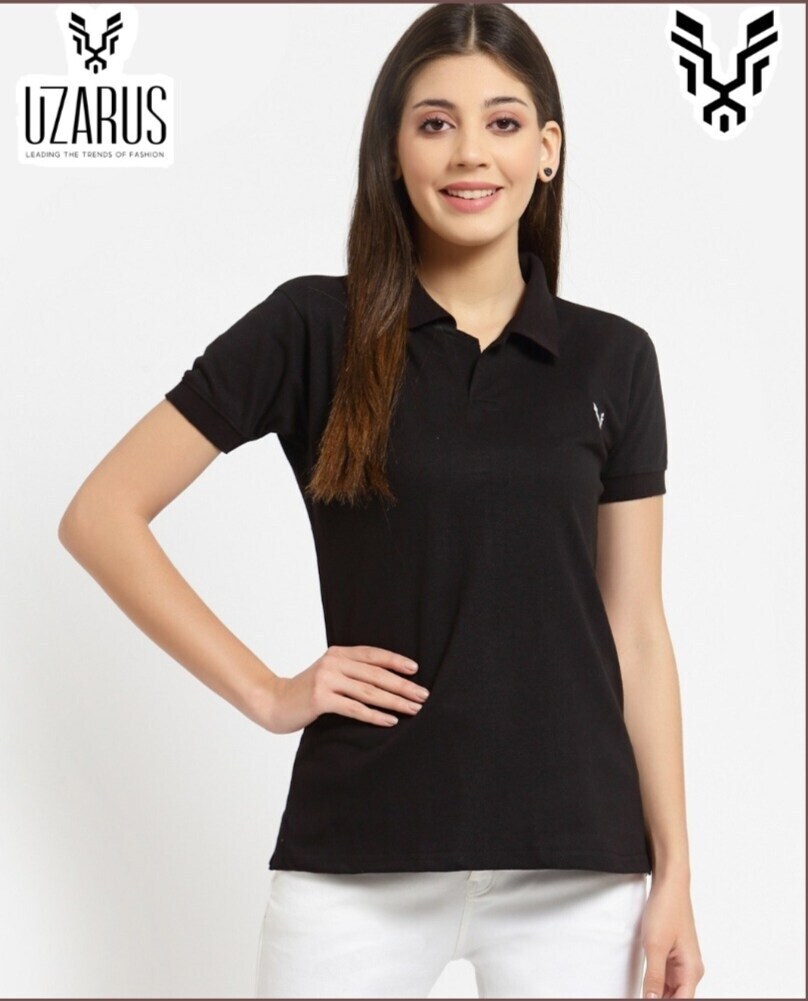 Uzarus Black Color Half Sleeves Women's Plain T-shirt in Parbhani