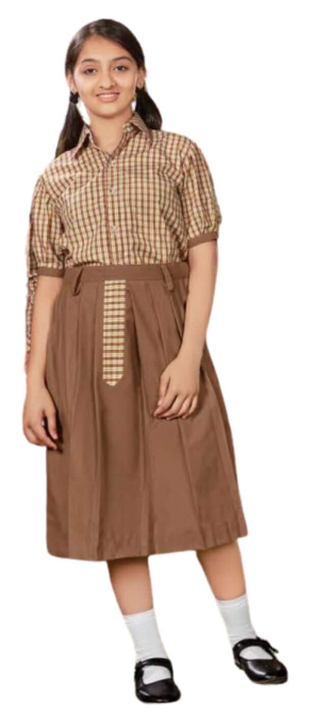 Valji Cotton Printed Shirt And Skirt School Uniform For Girls - Main Image