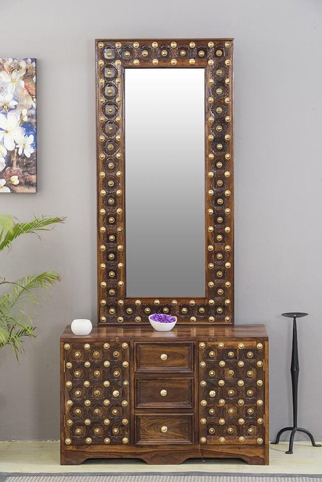 Vanity Glass Dressing Table with 3 Shelves and Wooden Legs in Thrissur at best price by Wood Designers