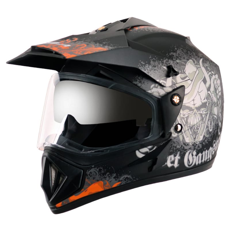 VEGA Off Road D/V Gangster Dull Black Orange Helmet (L) in