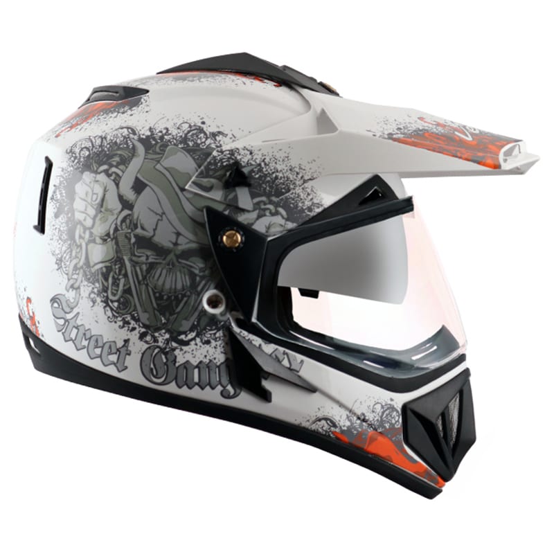 VEGA Off Road D/V Gangster White Orange Helmet (L) in Chennai at
