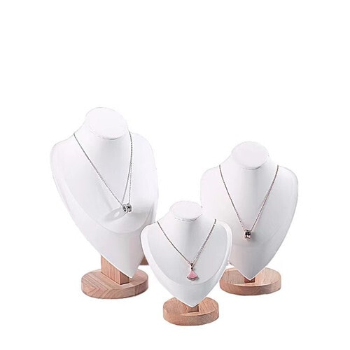Velvet women Glass Oval Necklace Bust Display Stands Jewelry-Off