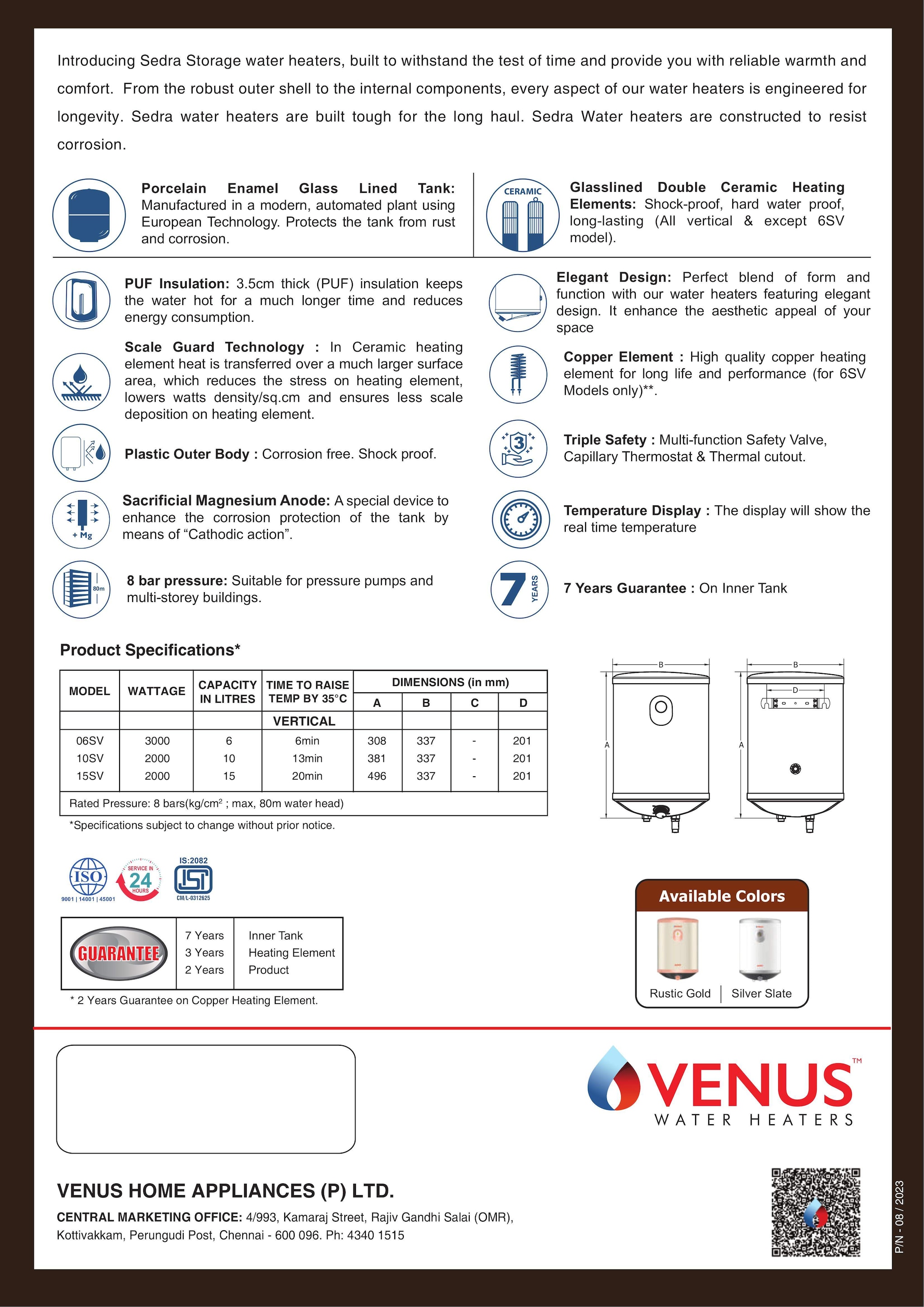 Sedra Venus Water Heater Litres Price Venus Sedra Geysers (Rustic