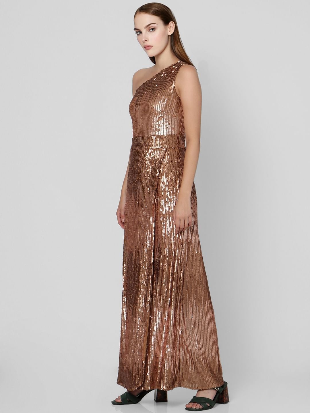 open lace back dress Viola One Shoulder Maxi Dress