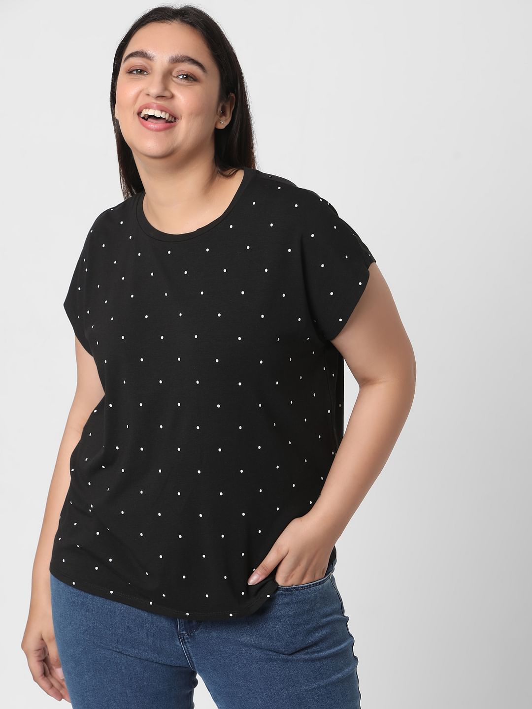 VERO MODA 218277501 Polka Dot T-Shirt Size Xs (Black) in Bangalore