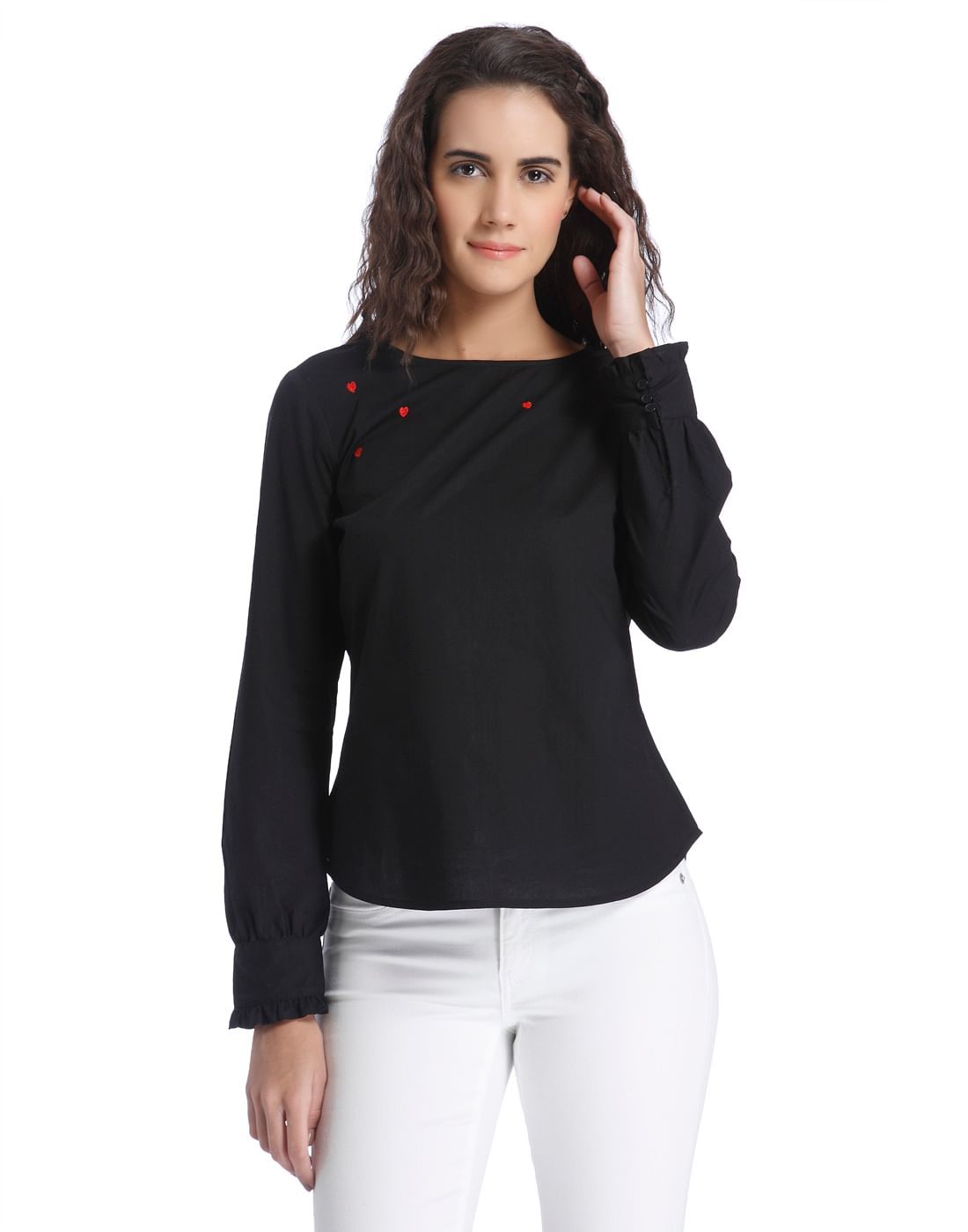 VERO MODA 10189889 Heart Print Top Size Xs (Black) in Jaipur at
