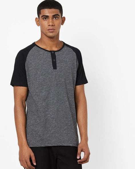 Voi Jeans Heathered Henley T-Shirt with 