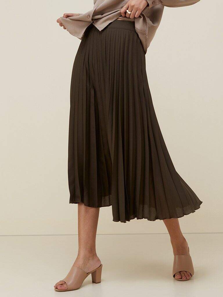 Wardrobe Khaki Pleated Skirt in Mumbai at ₹ 1,499 Unit by Trent