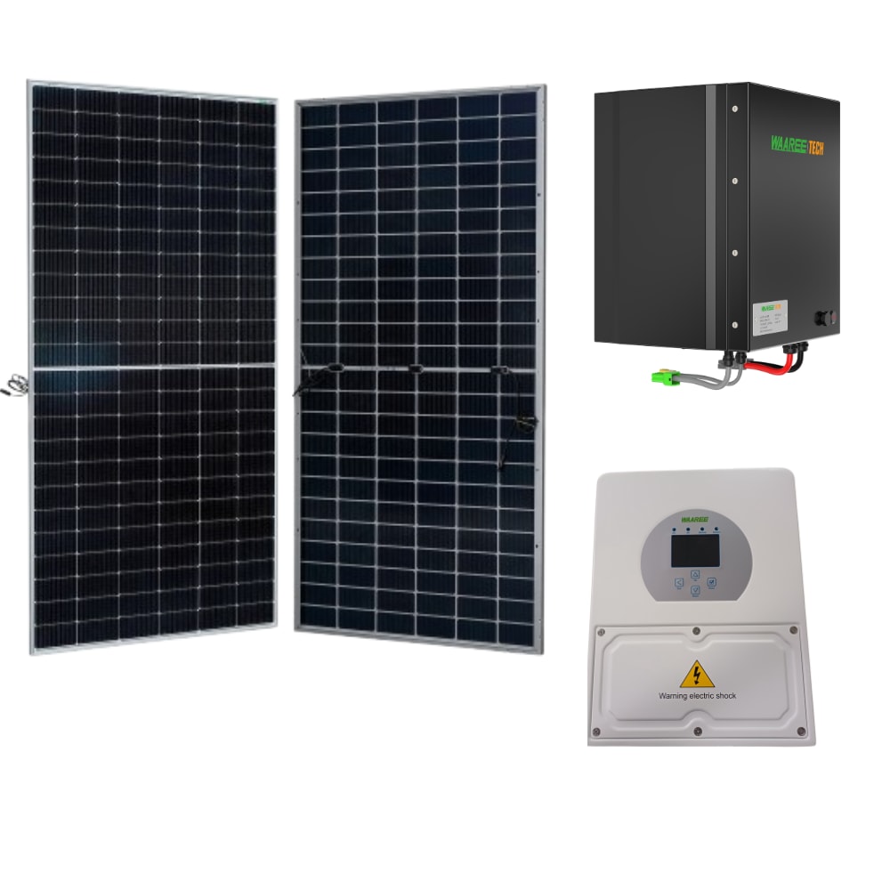 Solar Panel Smart Inverter Box Waaree 3Kw Solar Hybrid Combo With Li-Ion Battery High-Efficiency ...