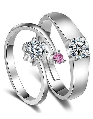 Wedding Open Crystal Stainless steel Couple Rings women men in