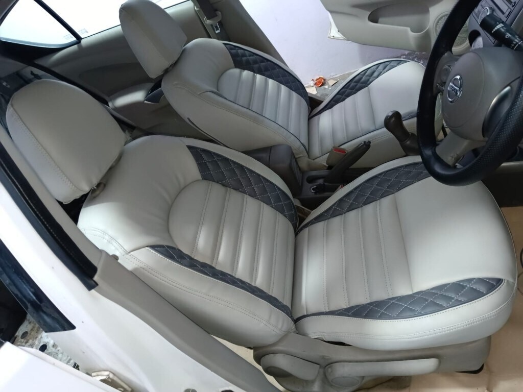 White And Gray Combined Pu Leatherette Seat Cover For Nissan Sunny