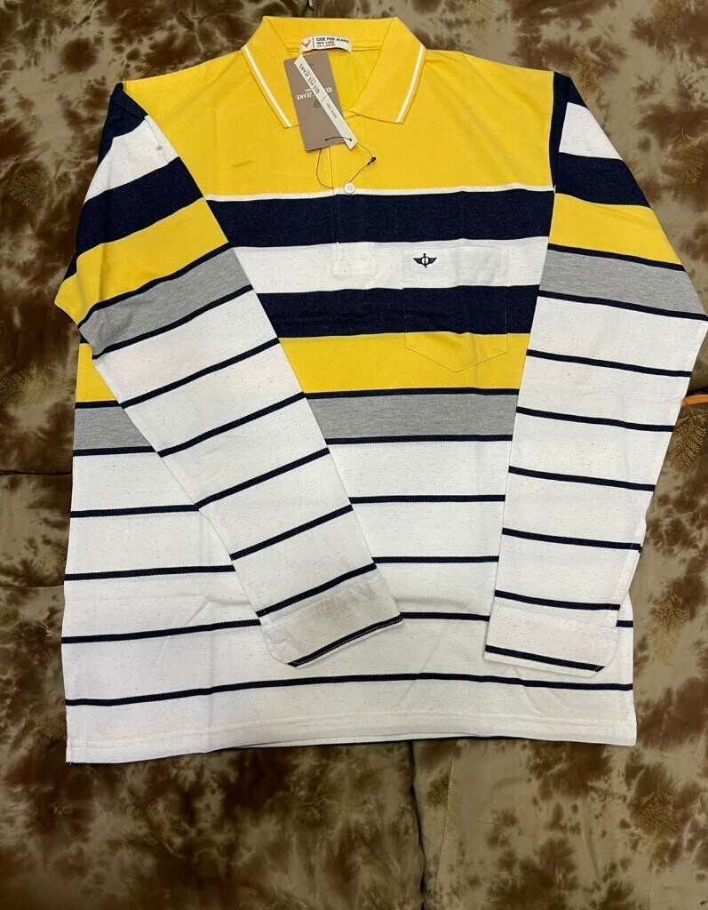 yellow and white long sleeve shirt