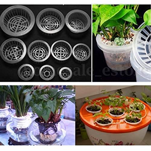 Buy White Plastic Hydroponic Planting Mesh Net Flower Pot Basket