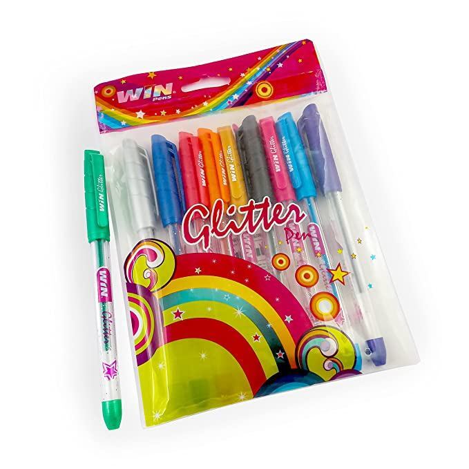 Win Glitter Pens, Multi Colour Pens 10 Pcs Pack 10 Colours