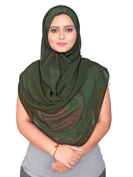 Women Chiffon Scarf Mehndi Green 70 X 180 CM in Mumbai at best