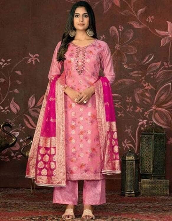 Women Cotton Pink Punjabi Suit Salwar in Jaipur at ₹ 500